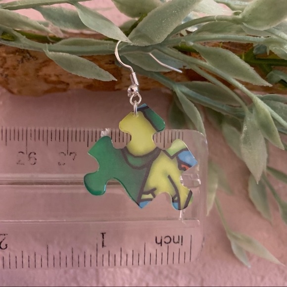 Handmade puzzle earrings - Picture 8 of 9